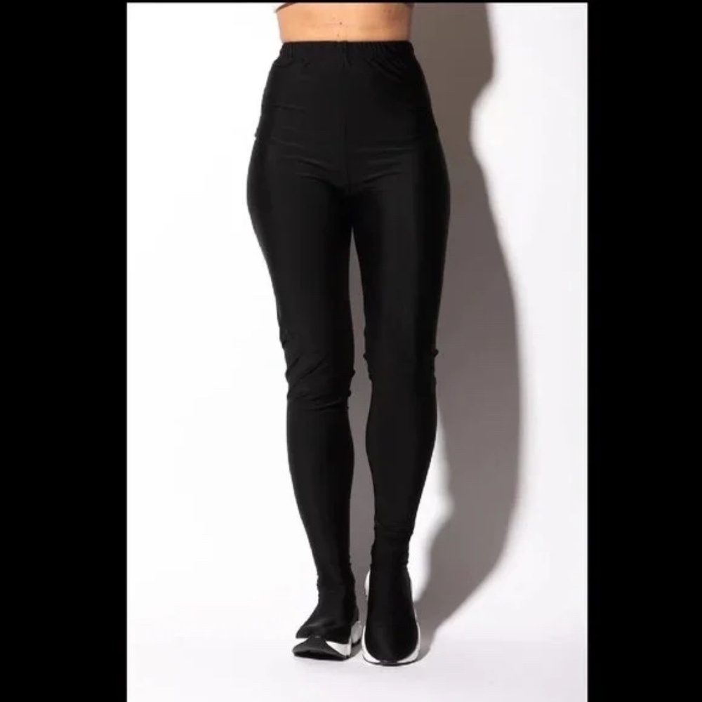 Black All In One Lycra Stretch Leggings Sneakers Pants - Picture 3 of 5